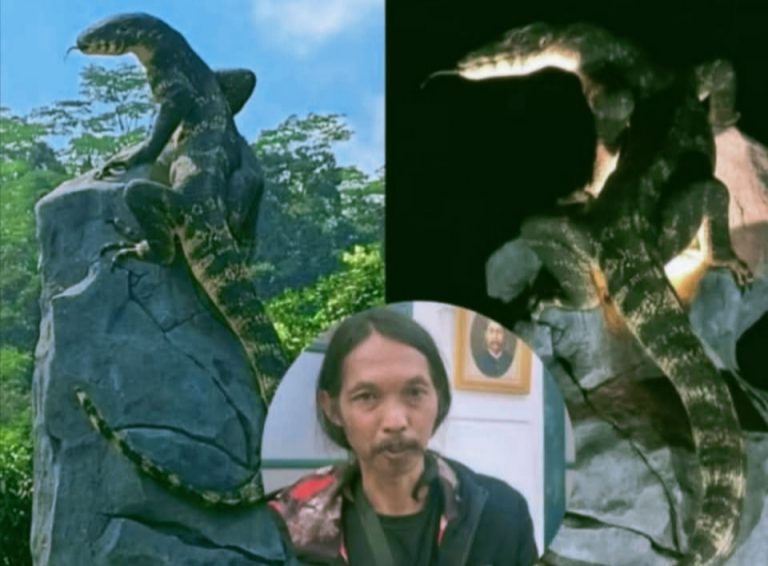 Patung biawak Wonosobo di Desa Krasak