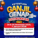 Ganjil Genap Ditiadakan Saat Libur Nataru 2025–2026, Ini Jadwal Lengkap & Aturannya